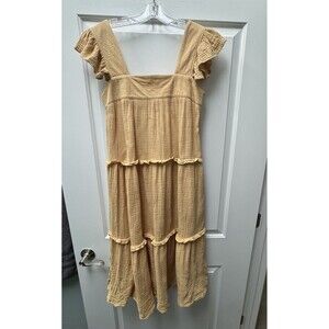 Entro Tiered‎ Midi Dress Boho Women’s Small Sleeveless Cotton Oversized POCKETS